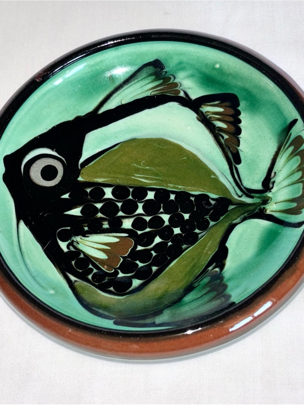 Vintage Danish Art Pottery Herman Kahler Studio Denmark HAK Fish Small Dish Bowl